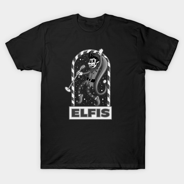 Elfis grayscale T-Shirt by Sneezing Fish